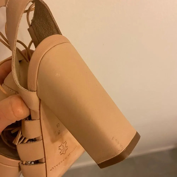 Loeffler Randall Tasseled Lace Up Leather Sandals Wheat Tan Size 8 - Picture 11 of 11